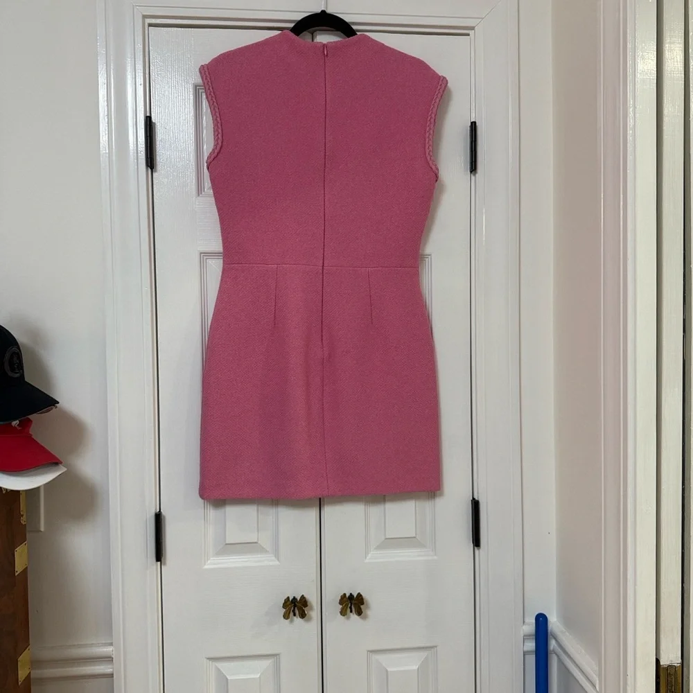MAJE Barbie Pink Rapela Mini Dress w/ Braided Trim - Sz. 40 (US Sz. 8) - Picture 5 of 10
